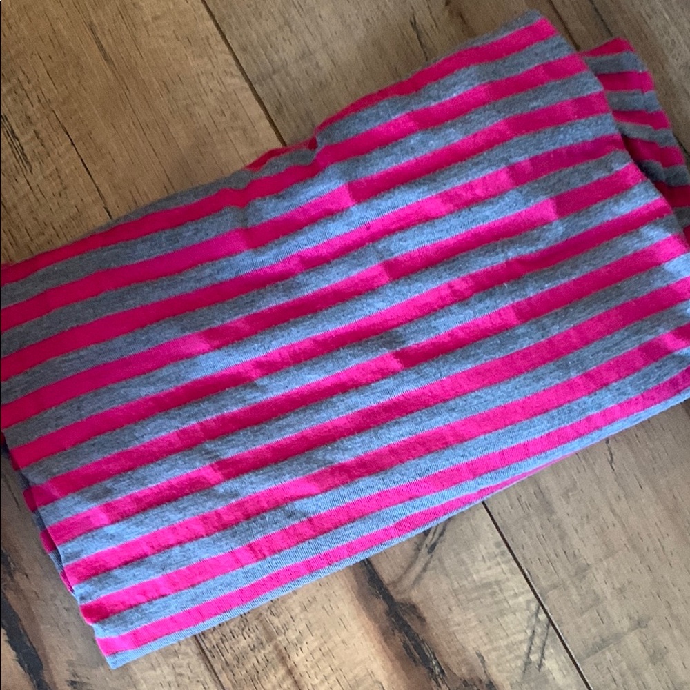 Pink and Gray Striped Sleeveless Dress